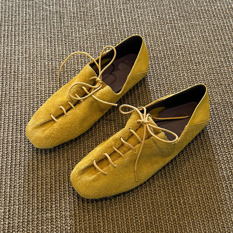 4LAA Universal lace-up flat shoes for all seasons, early spring, retro style casual shoes, new women