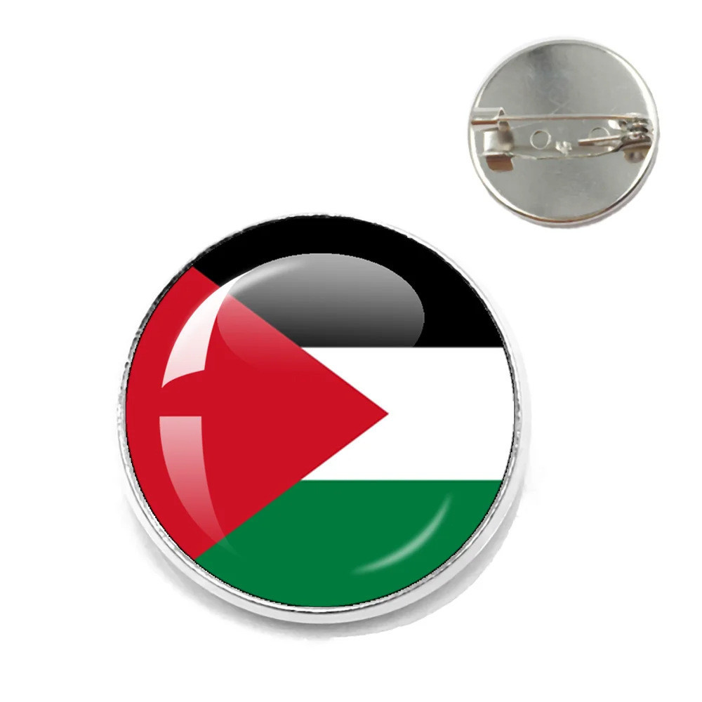 Pin Nam Nữ Thổ Cẩm Cờ Palestine Huy Hiệu Thủy Tinh