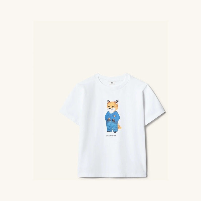 [Quà tặng Qixi] Quần áo nam và nữ Maison Kitsune dành cho cha mẹ và con cái Áo thun in hình cha mẹ v