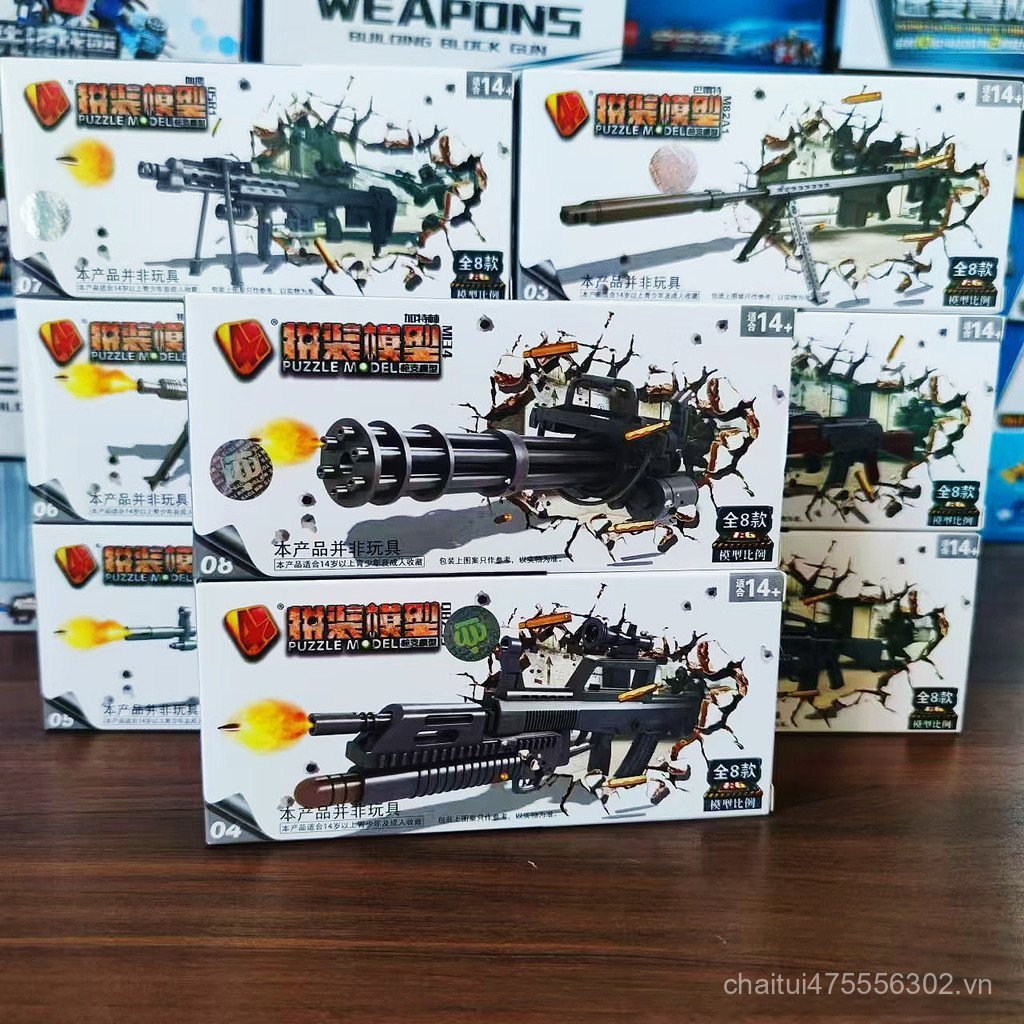 4D Mẫu Súng 1: 6 Tranh Bảng Lắp Ráp Mô Hình Hoài Cổ Người Lính Vũ Khí AWM Khối Súng AK47 Barrett Đồ 