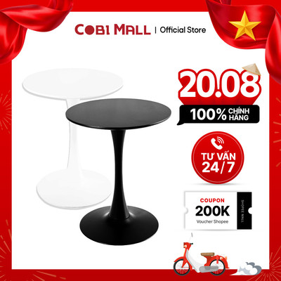 Bàn Tulip Tròn 60cm Mặt MDF Chân Thép Sơn Tĩnh Điện Hiện Đại - Cobi Home
