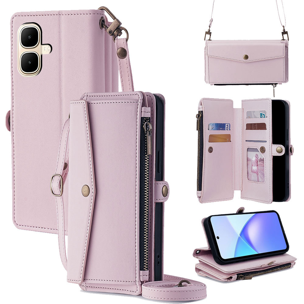 Dành Cho Techno Spark Go 2 Ốp Lưng Điện Thoại Tecno Spark GO2 Ví Lật Bao Thẻ Túi Dài + Dây Ngắn