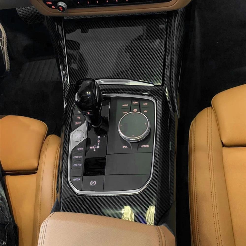 Sợi Carbon Gear Dịch Chuyển Hộp Bảng Điều Khiển Bao Viền Cho Xe BMW 3-Series G20 2019 2020 2021 Kiểu