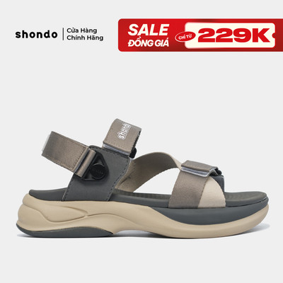 Giày Sandals Nam Nữ SHONDO F8B V2 Êm, Thời Trang Thích Hợp Đi Làm, Đi Học Chơi Màu Xám Be Xám F8B2522