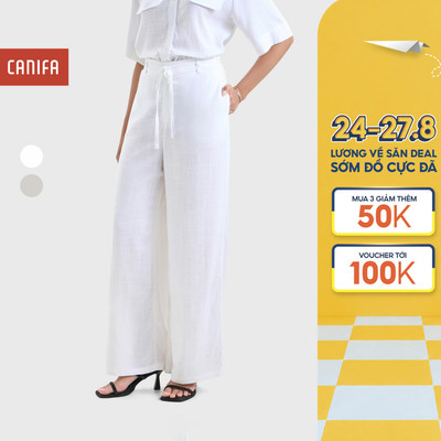 Quần dài nữ rayon linen dáng rộng CANIFA 6BP26S003
