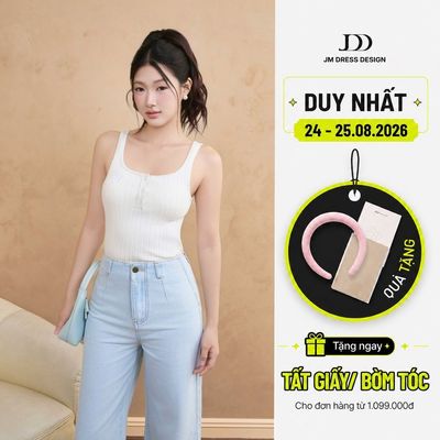 Áo Khoét Nách Bổ Khuy Trước 2K13.2509 Áo Len Gân Tank Top Ôm Body Nữ. Áo Ba Lỗ Len Thun Bó Thiết Kế Bởi JM Dress Design