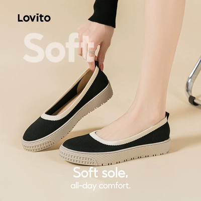 Giày Mary Janes nữ Lovito ghép nối màu sắc phong cách thường ngày LFAS6026