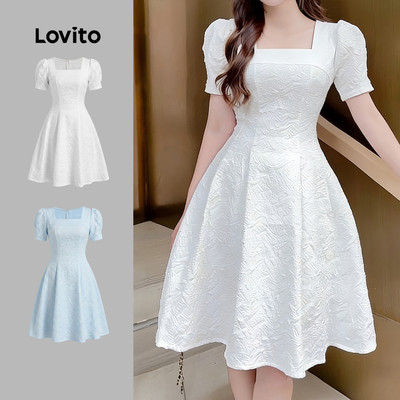 Đầm nữ Lovito trắng xuân hè dây kéo thanh lịch L182LD052
