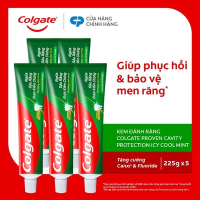 Bộ 5 Kem đánh răng Colgate ngừa sâu răng răng chắc khỏe 225g/tuýp