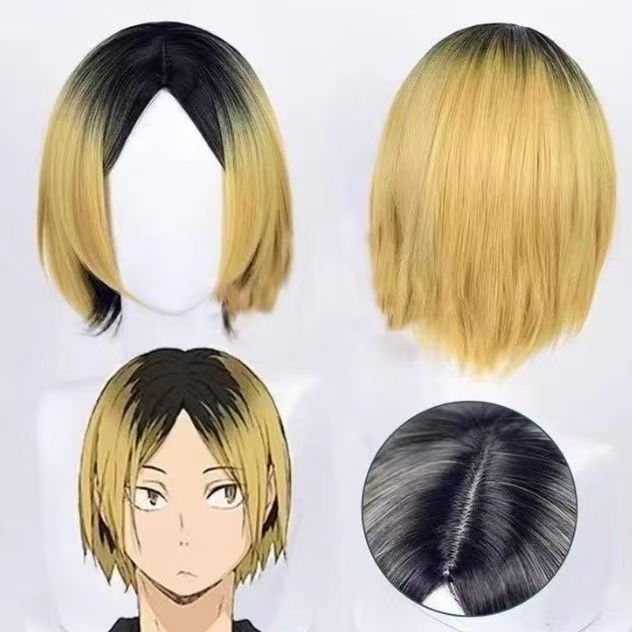 Haikyuu Kenma Kozume Cosplay Tóc Giả Vàng Đen Chuyển Đổi Chịu Nhiệt Tổng Hợp Tóc