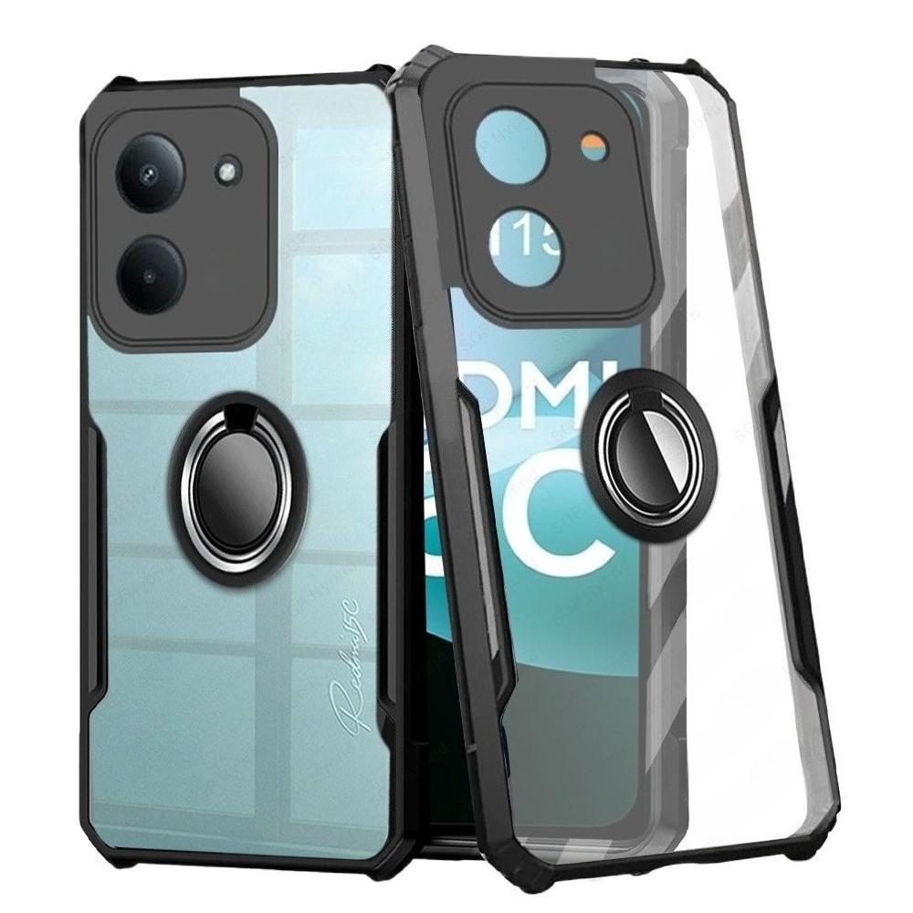 Ốp điện thoại Acrylic Trong Suốt Cho Xiaomi Poco M7 Pro M7 Plus Bao Nhẫn Đứng Funda Chống Sốc Coque 