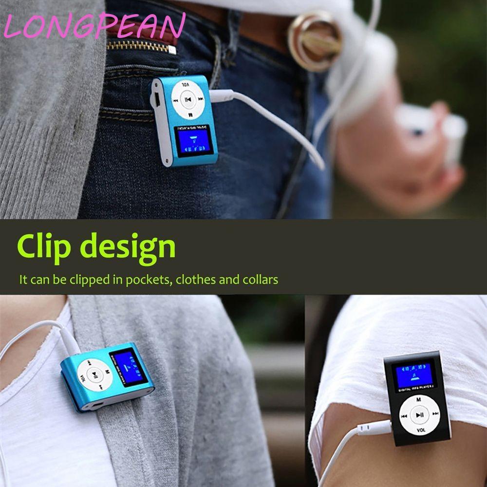 Máy nghe nhạc MP3 USB LONGPEAN, với màn hình LCD Kẹp kim loại Máy nghe nhạc MP3 Mini di động, Hỗ trợ