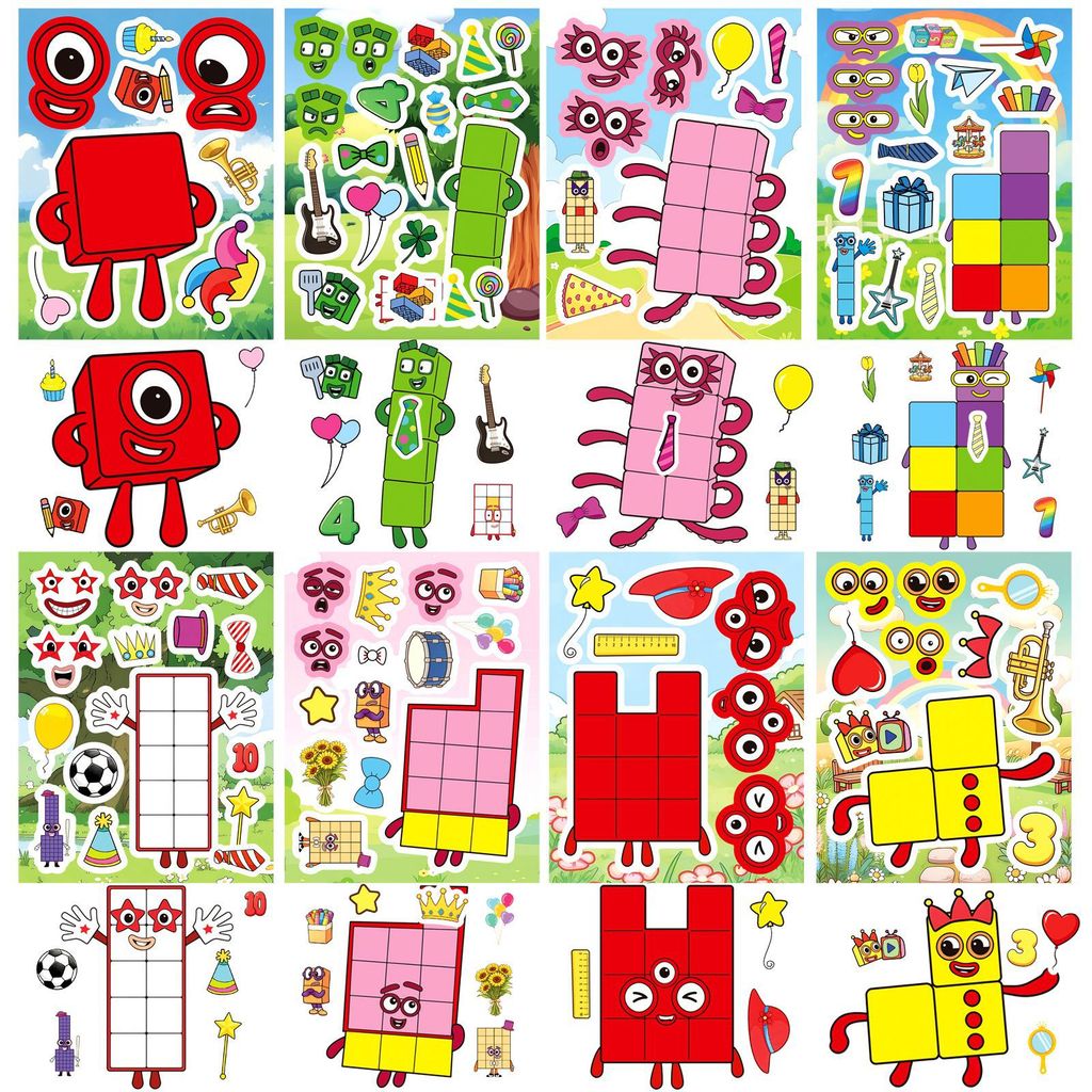 8 Chiếc MỚI Numberblocks Xếp Hình Dán Tài Khoản Tay Trẻ Em DIY Dán