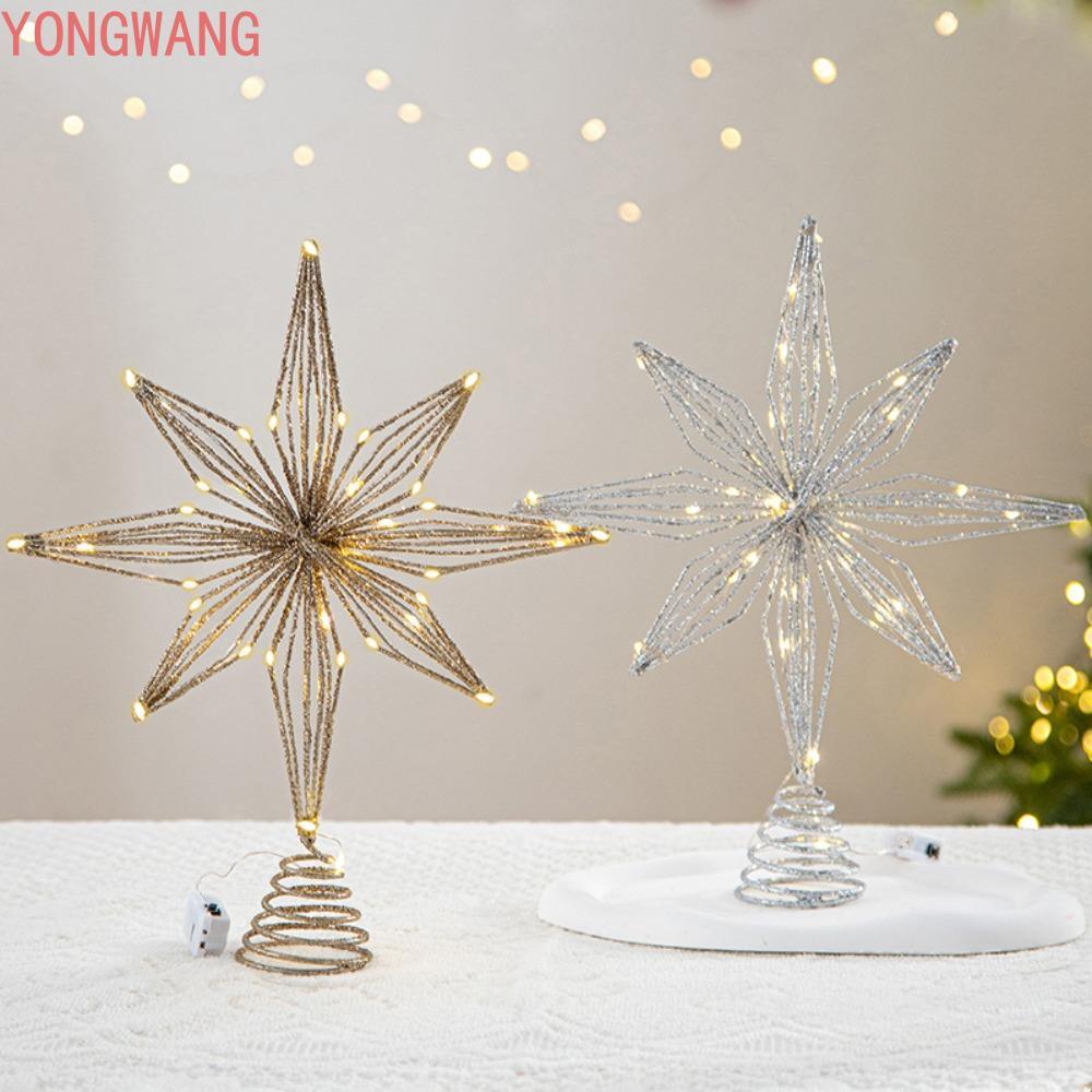 YONGWANG66ZX Cây Giáng Sinh Toppers Ngôi Sao, Ngôi Sao Tám Cánh Lấp Lánh Cây Giáng Sinh Toppers Đèn,