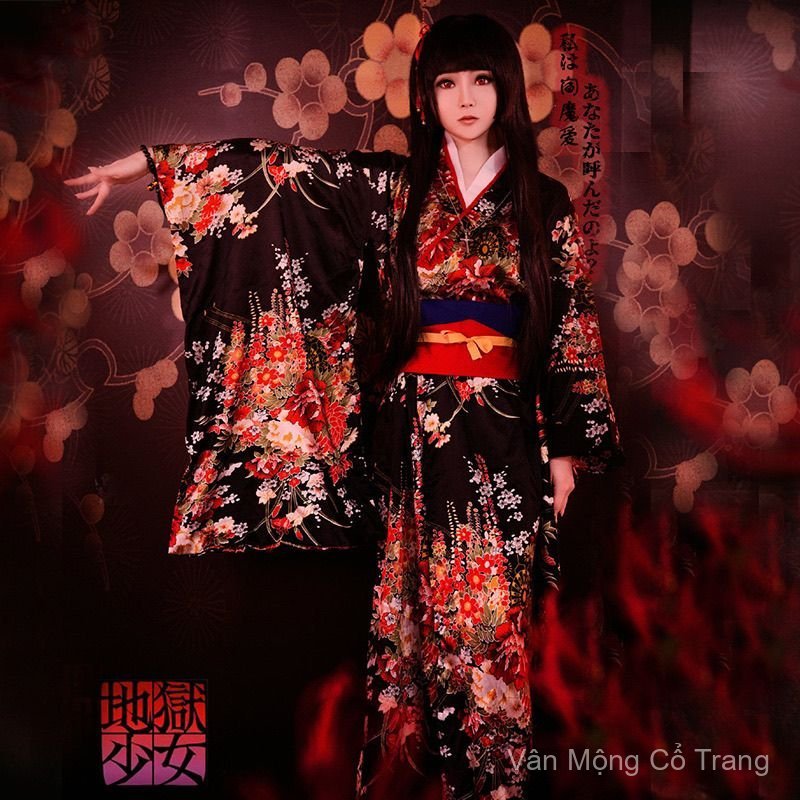 Bộ cosplay Enma Ai kimono tay phồng, trang phục anime chụp ảnh, nữ, đẹp, giao nhanh