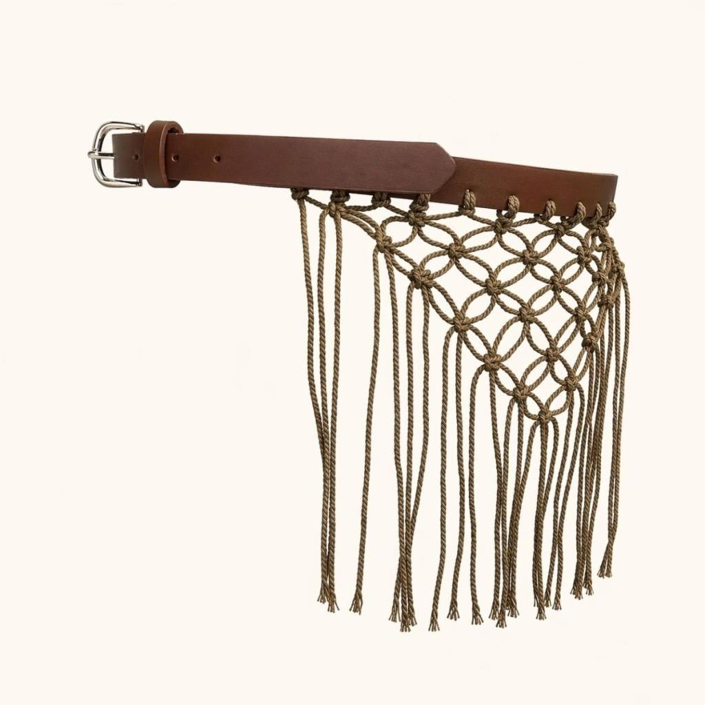 Thắt lưng Bohemian Thắt lưng mở rộng Phong cách dân tộc Bohemian Tua Rua phương Tây Phụ kiện Denim D