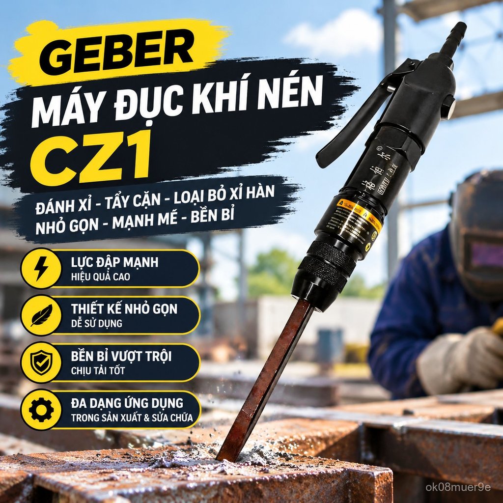 Súng đục khí nén CZ1 mini, làm sạch gỉ hàn, dụng cụ hàn nhẹ, mạnh mẽ chống trượt, dễ dùng, giao nhan