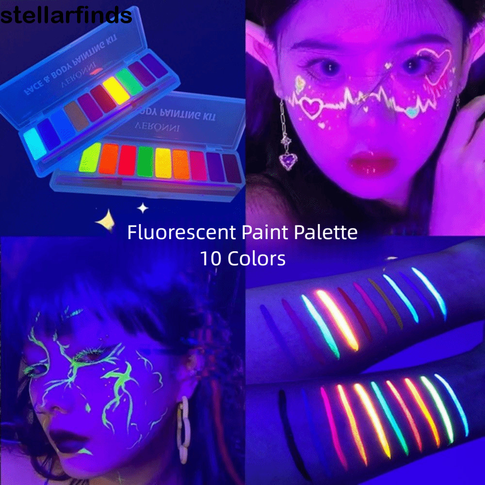 QWDLID Dạ Quang Body Face Painting Kit, Trang Điểm Nhiều Màu Dạ Quang Body Art Painting, Halloween D