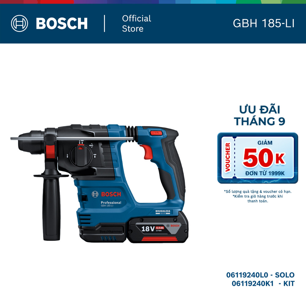 Máy khoan và đục Bosch GBH 185-LI