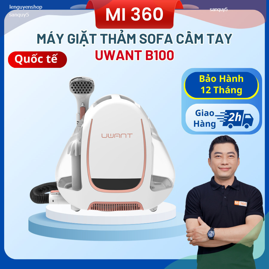 Máy Giặt Thảm Sofa Cầm Tay Uwant B100 - Bản Quốc Tế - Hàng Chính Hãng