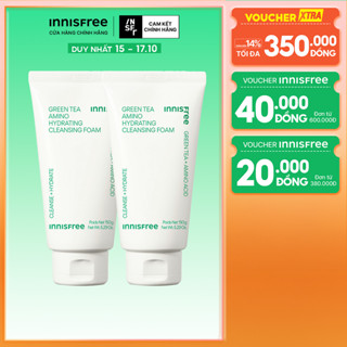 Bộ 2 Sữa rửa mặt làm sạch và cấp ẩm từ trà xanh Innisfree Green Tea Hydramino Cleansing Foam 150g