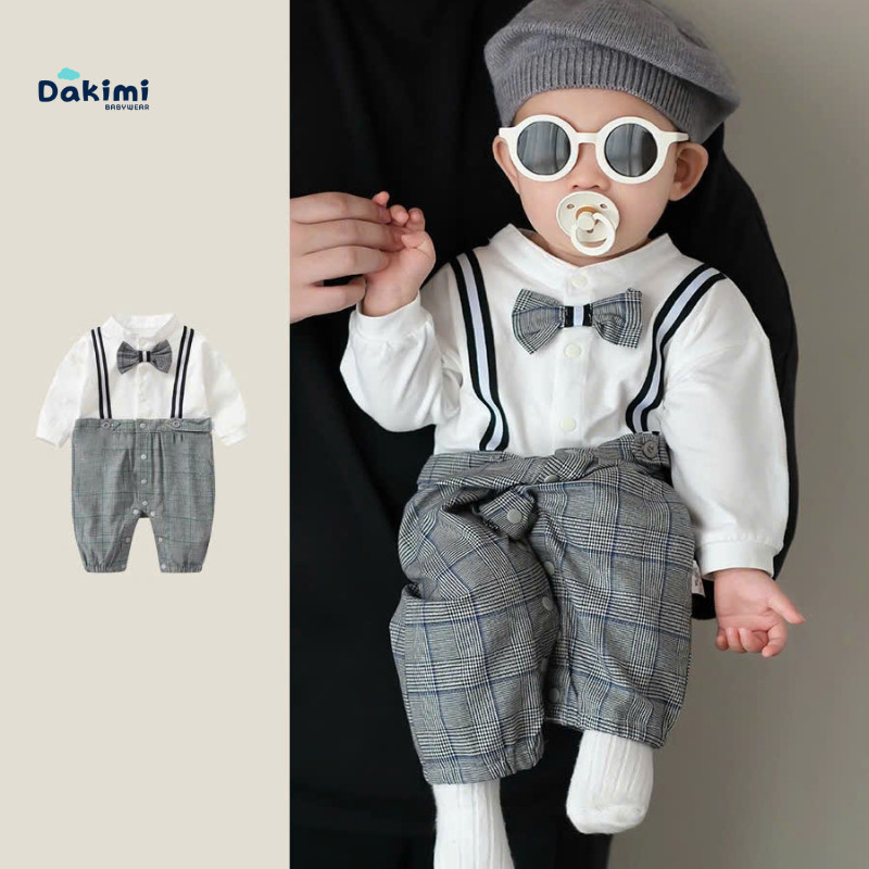 Bodysuit bé trai Công Tử DAKIMI dài tay, Đồ bé trai chất cotton mềm mịn, Bộ body cho bé trai, Đồ bé 