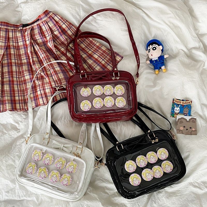 JK Túi Bé Nữ Di Động lolita Mềm Mại Túi Nơ Trong Suốt Một Vai Huy Hiệu Đau Túi JK#G10. 20b #