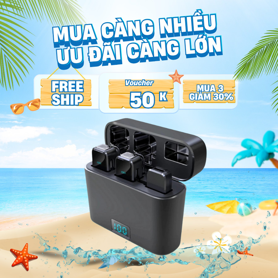 Mic Thu Âm Không Dây Cài Áo Cho Điện Thoại M31 - Bản 2 Mic, Bật/Tắt Lọc Ồn Dùng Cho Quay Video