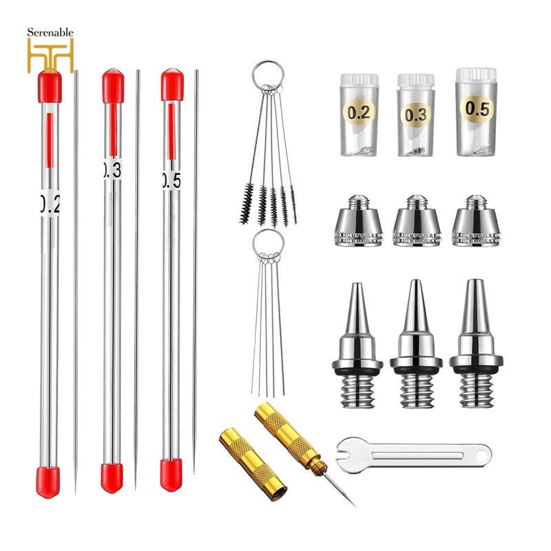 13x Airbrush Bộ dụng cụ vòi phun Airbrush Phụ kiện thiết bị Airbrush Vòi phun Mũ thay thế Cờ lê Mini