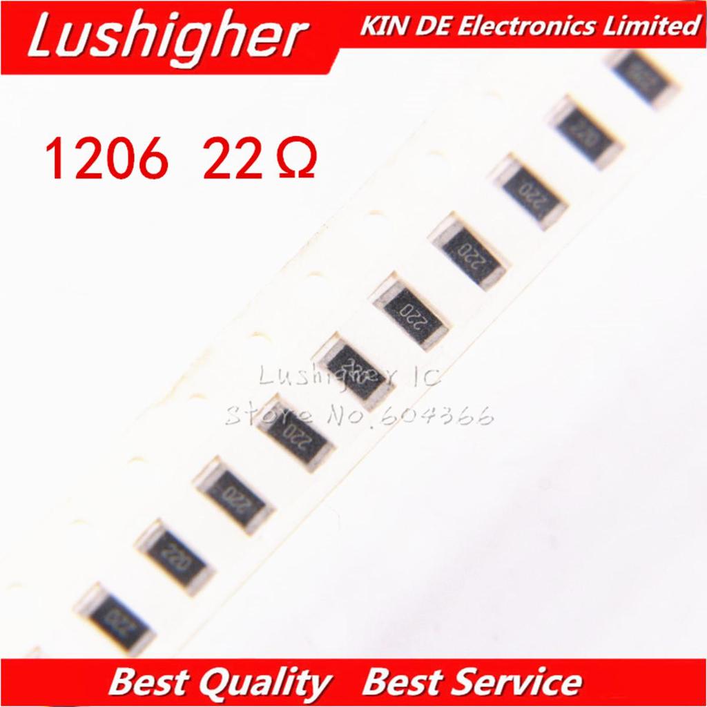 100 CÁI 1206 Điện trở SMD 5% 22 Ohm 220 22ohm