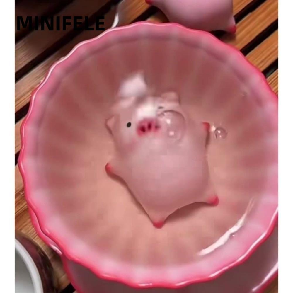MINIFELE Pig Spit Bubbles Cup, Under Bottom Design Gốm Hoạt Hình Trà Gốm Sứ, Cốc Espresso Có Thể Tái