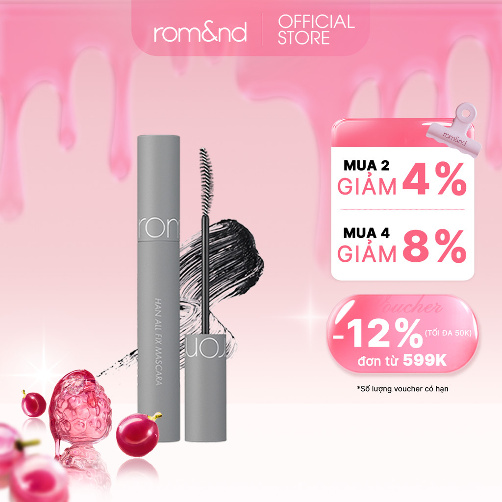 [Rom&nd] Mascara chuốt mi siêu dài và cong mi tự nhiên, chống trôi Hàn Quốc Romand Han All Fix Masca
