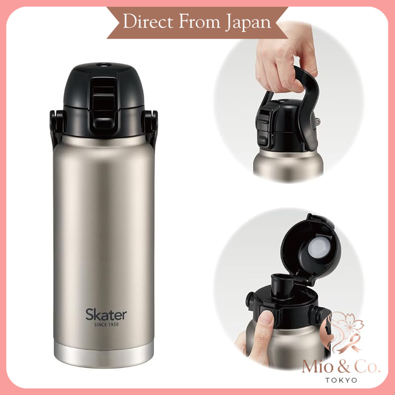 Skater Stainless Steel Direct Bottle with Handle 800ml - Water Bottle Mug Bottle in Silver & Black