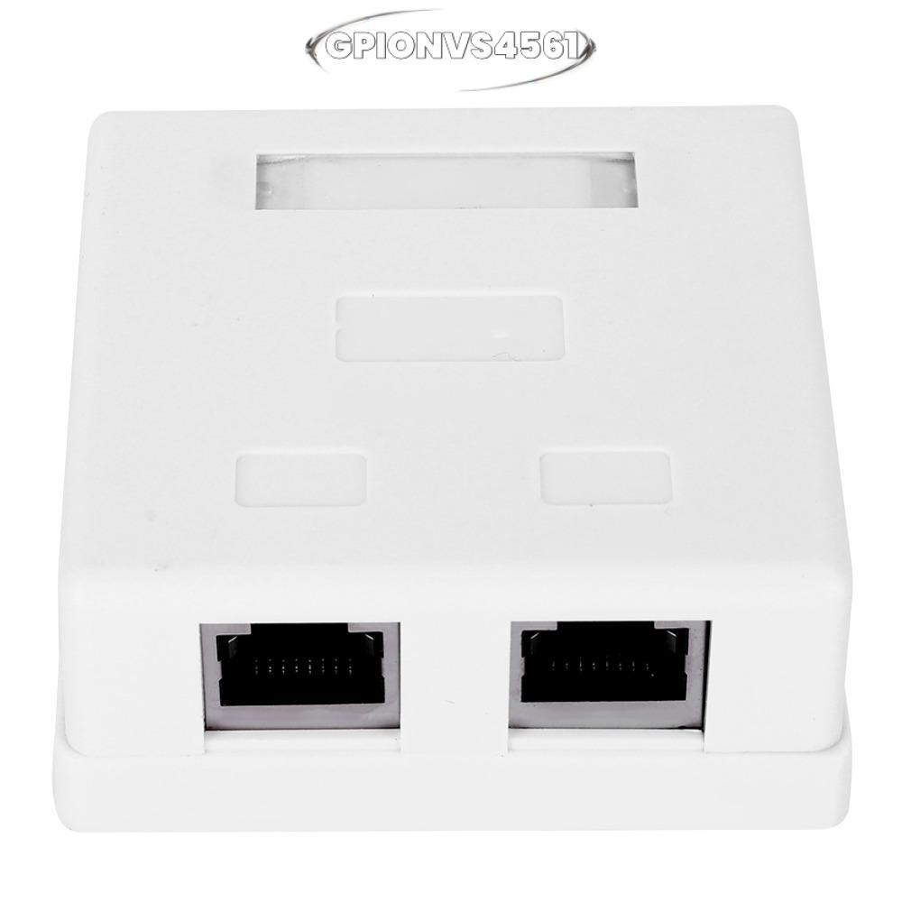 Hộp gắn GPIONVS4561 RJ45-8P8C, có vít và băng keo hai mặt Hộp gắn bề mặt 2 cổng, Dễ dàng gắn ABS Trắ