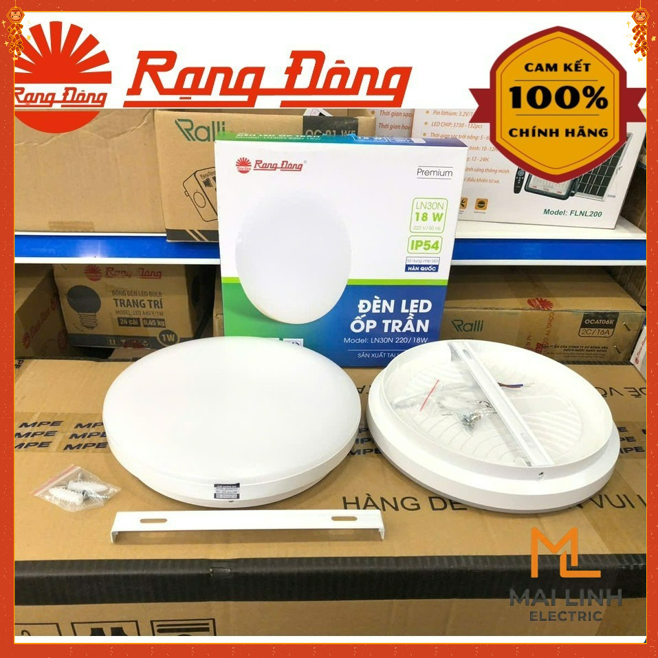 {Rạng Đông} Đèn Led ốp nổi (Tròn) bo tràn viền 18W - Đường kính 220mm - Ánh sáng trắng - Mẫu mới dec