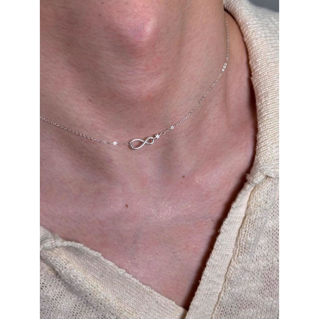 TQ~Minimalist Infinity Symbol Necklace for Women, Korean Style, Exquisite and Versatile, Sparkling, 