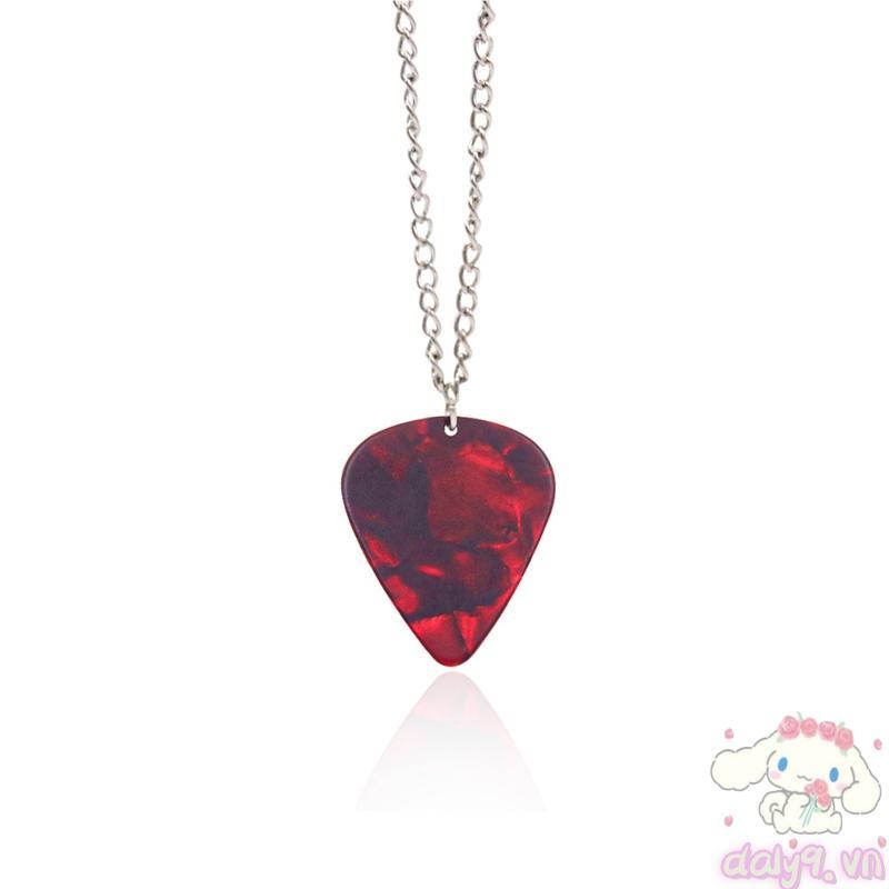 Dal Guitar Chọn Vòng Cổ Trái Tim Ruby Mặt Dây Chuyền Eddie Munson Vòng Cổ Lạ Kinh Dị Điều Guitar Chọ