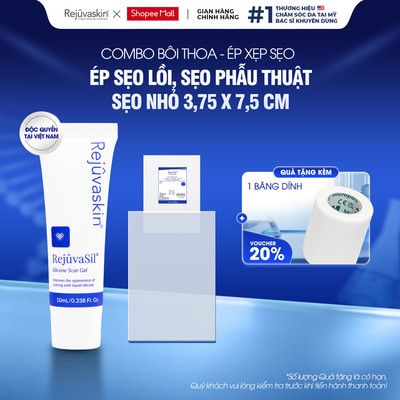 Bộ Sản Phẩm Ngăn Ngừa Sẹo Lồi Rejuvaskin (Gel Rejuvasil 10ml + Miếng Dán Scar FX 3.75x7.5cm)