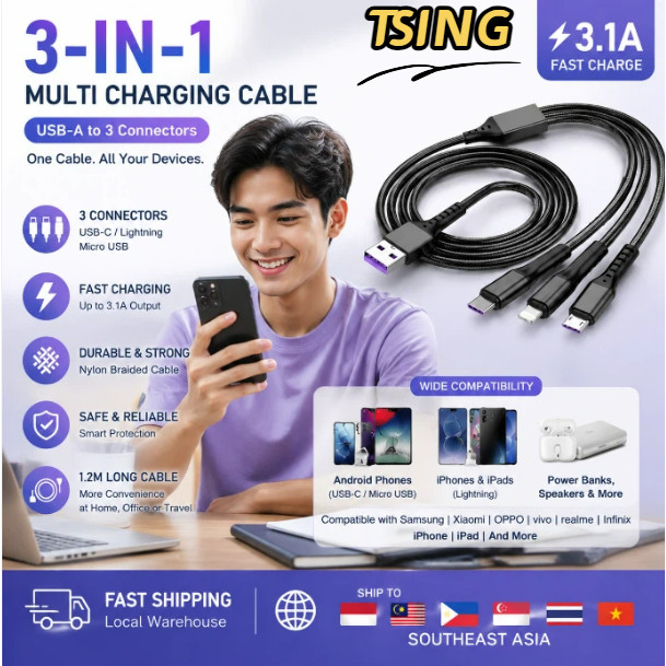 Kiểu Dáng Xe 3 Trong 1 Loại C Lightning Micro USB Cáp Sạc Nhanh Cho Xe Audi A1 A2 A3 A4 A5 A6 A7 A8 