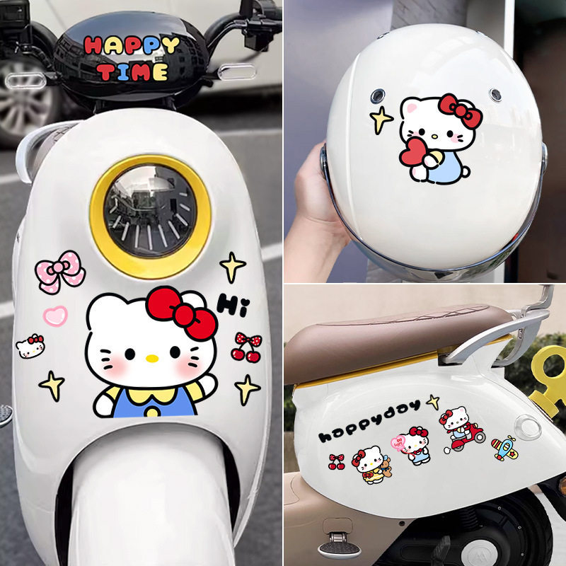decal dán xe tem dán xe điện Giấy dán trang trí đa năng giấy dán xe máy hoạt hình Kitty Hello Kitty