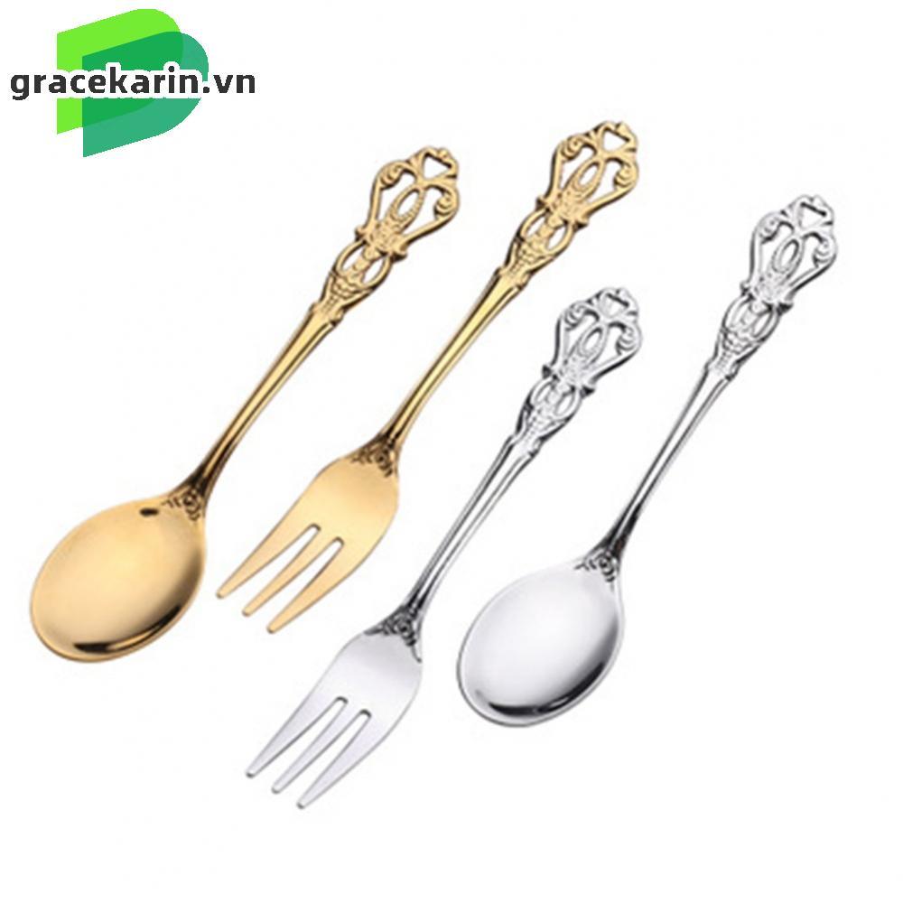 [GRCEKRIN-VN]Retro Design Spoon Fork Cutlery Set Perfect for Your Coffee and Desserts