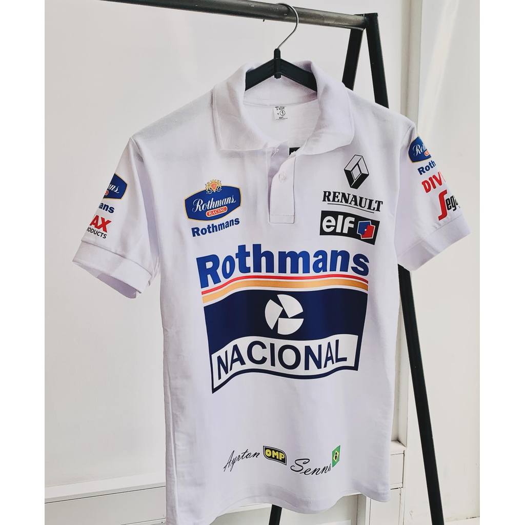 Áo Polo Williams F1 Ayrton Senna Racing Team Cotton Size S-3XL