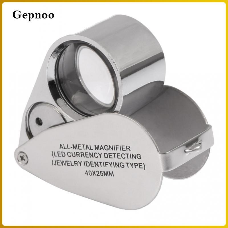 Ống kính trang sức chiếu sáng 40X có kính xây dựng và quang học bằng kim loại (40X 25 mm, Bạc)