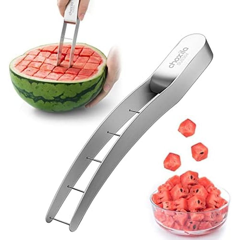Watermelon Cutter Slicer,Stainless Steel Watermelon Cube Cutter Quickly Safe Watermelon Knife,Fun Fr