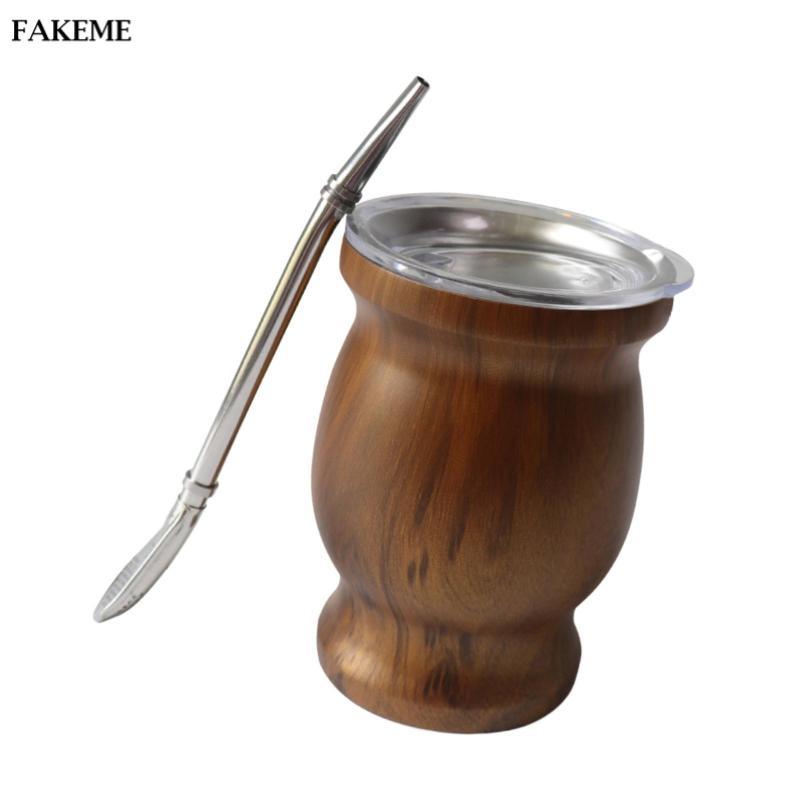 FAKEME Yerba Mate Cup Kit 8 Ounce Chống bỏng Yerba Gourd Kit Trà Quà tặng di động Mate Tea Cup / Bộ 
