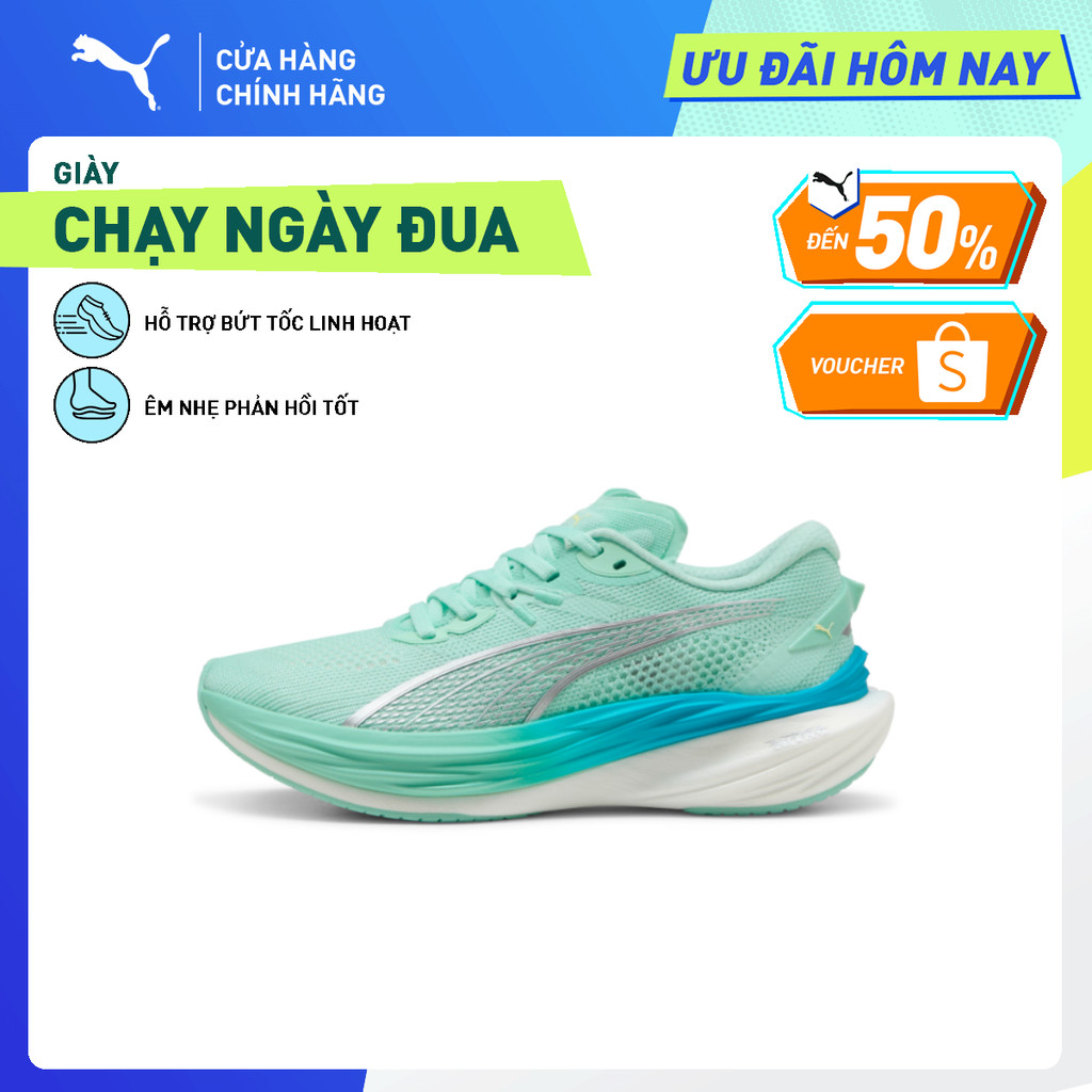 Giày Chạy Bộ PUMA Nữ Deviate NITRO 3 Wns Mint Melt-Speed Blue Màu Xanh Lá