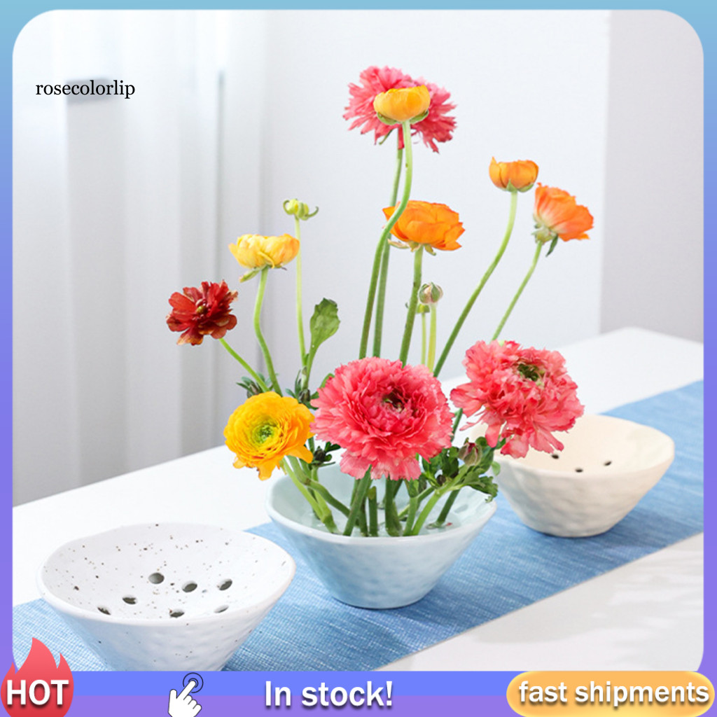 RR Bát hoa bền bỉ Bát hoa gốm Ếch Bát gốm Ikebana Hoa Ếch Bình hoa – Giá đỡ sắp xếp hoa Nhật Bản cho