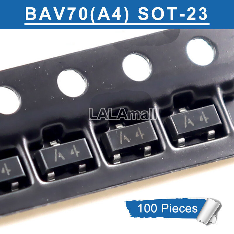 100 Chiếc BAV70 BAV70LT1G SOT-23 Đánh Dấu A4 A4W A4T SOT23-3 200mA 0.2A 70V SMD Transistor Mới Ban Đ
