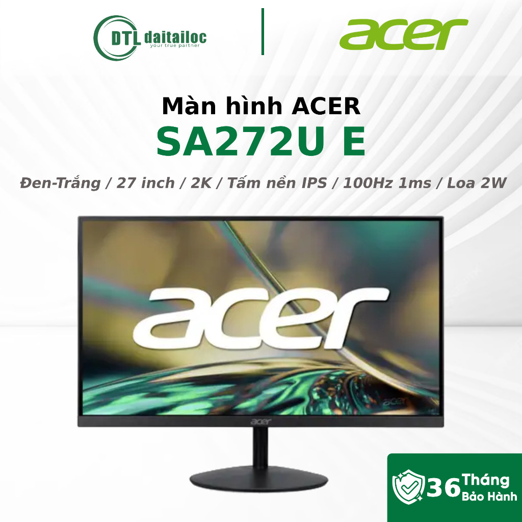 Màn Hình ACER SA272U E 27 inch 2K IPS 100Hz 4ms | Chính Hãng | Bảo Hành 36 Tháng