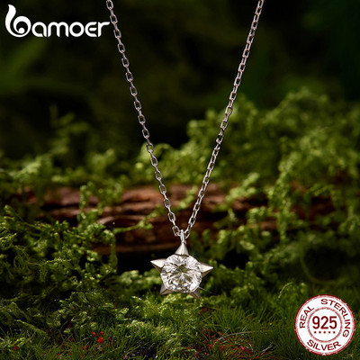 Bamoer Bạc 925 Moissanite Vòng Cổ 1CT Starlight Trang Sức Nữ Quà Tặng Có Giấy Chứng Nhận